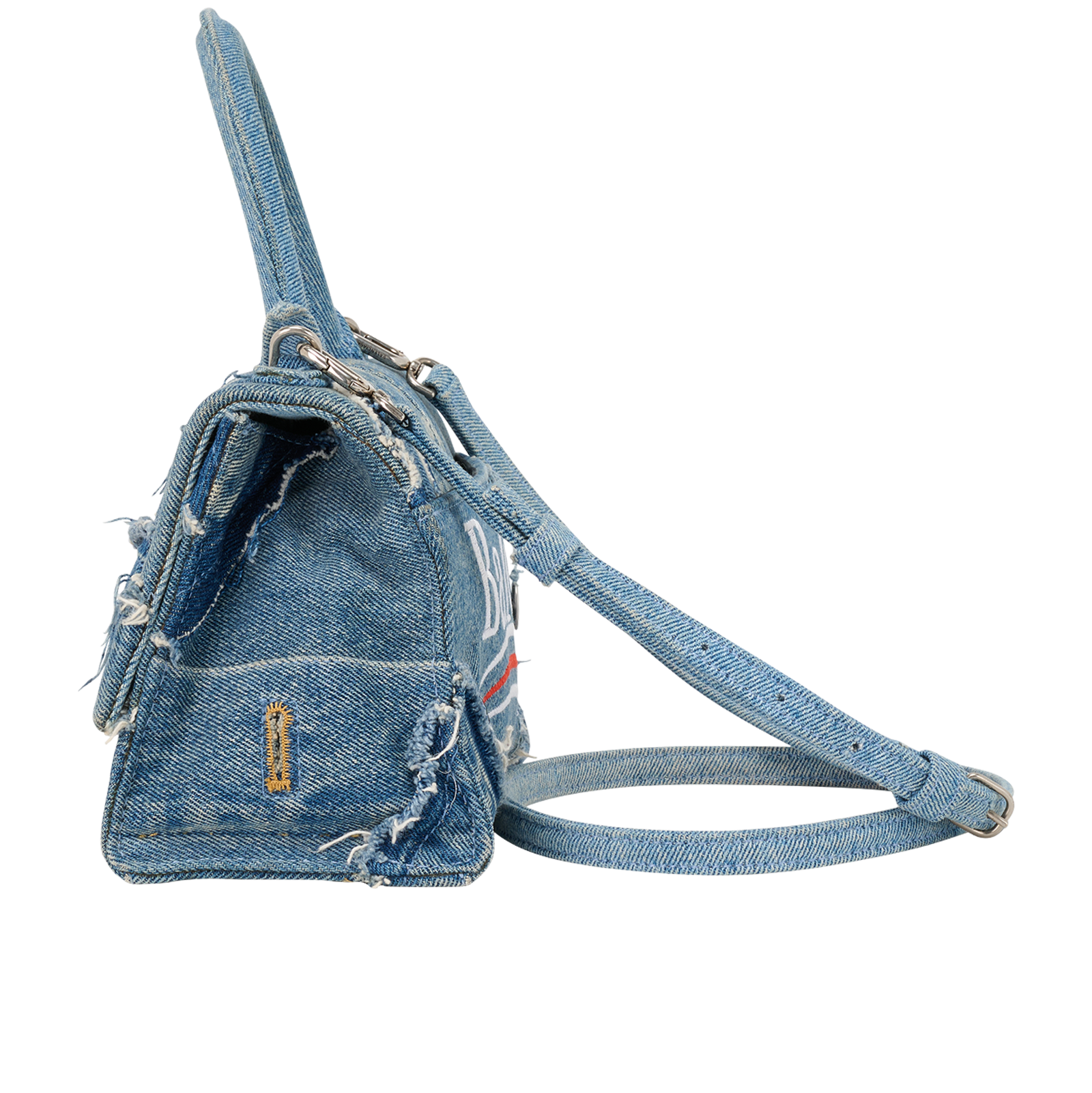 Medium Hourglass, &pound;950, Handbags, Blue, Denim, Bottom view